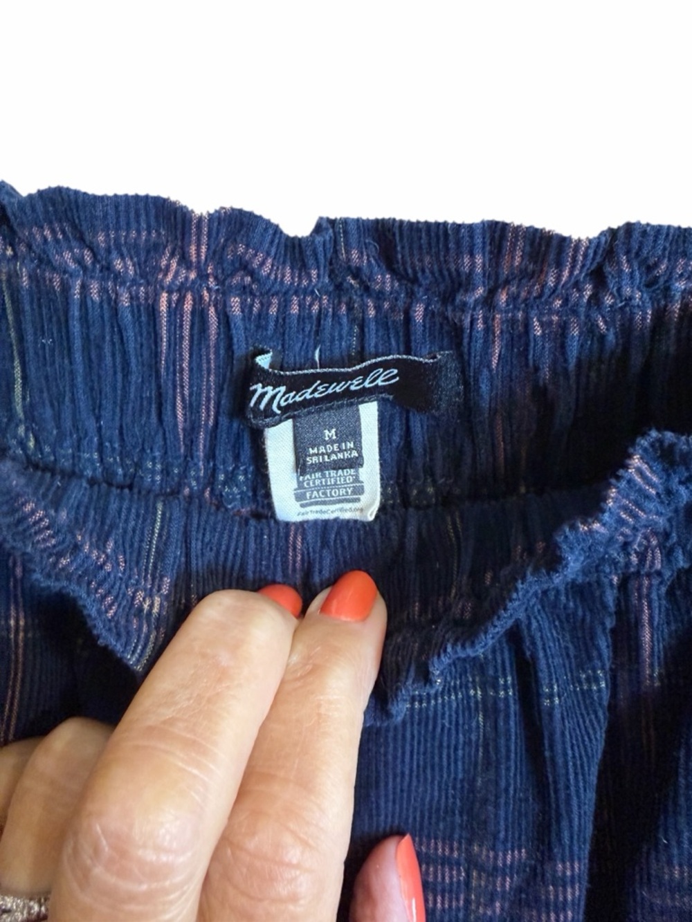 Madewell Corduroy Pull-On Wide-Leg Crop Pants in Windowpane Blue Multi Med #2178 - Picture 6 of 8